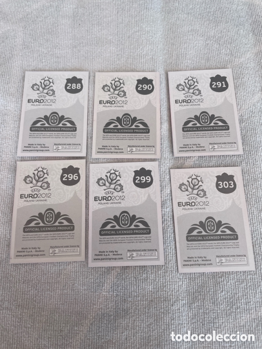 Fu&szlig;ball-Sticker: UEFA EURO 2012 Lote 288-290-291-296-299 y 303