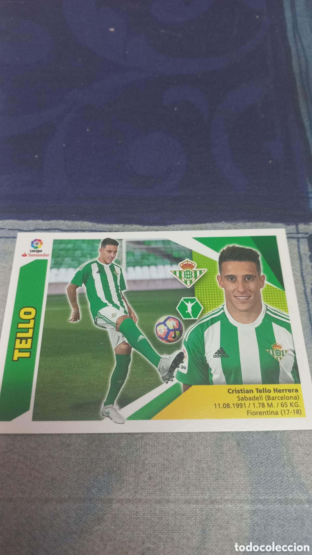 Cromos de F&uacute;tbol: Tello Betis 17 18 sin pegar