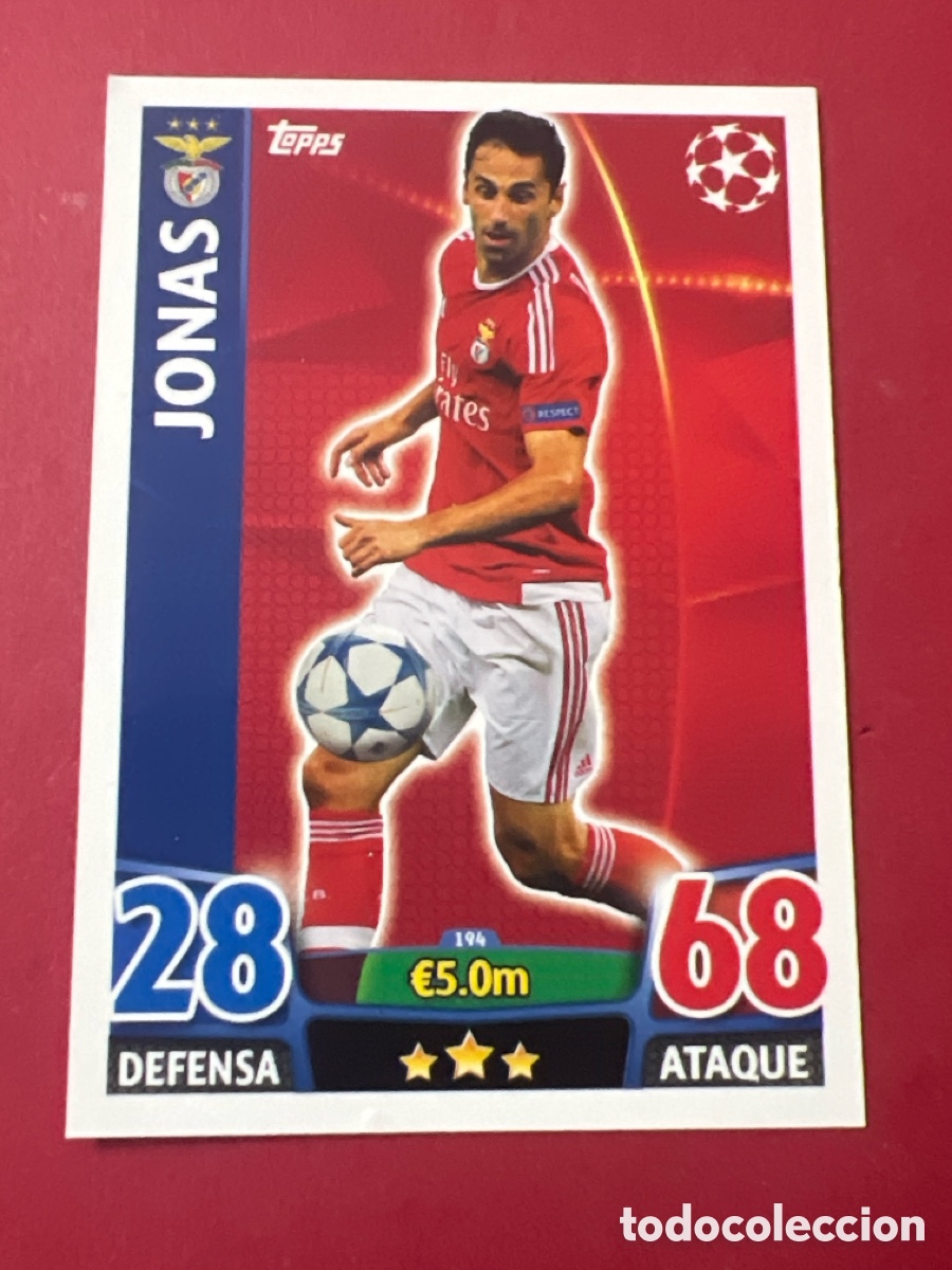 Fu&szlig;ball-Sticker: C500H. 194 Jonas Benfica Topps Match Attax 2015 2016 UEFA Champions League