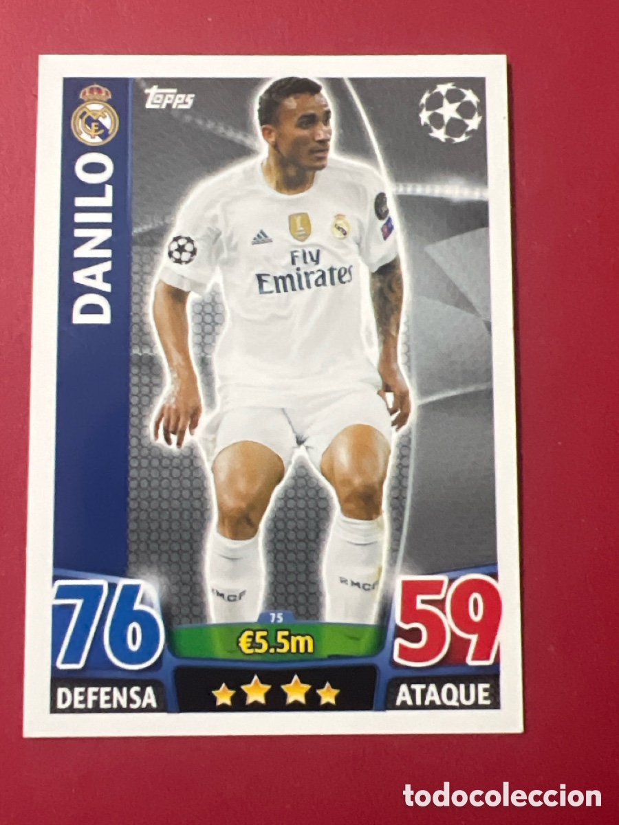 Football Stickers: C500O. 75 DANILO REAL MADRID TOPPS MATCH ATTAX CHAMPIONS 2015 2016 15 16