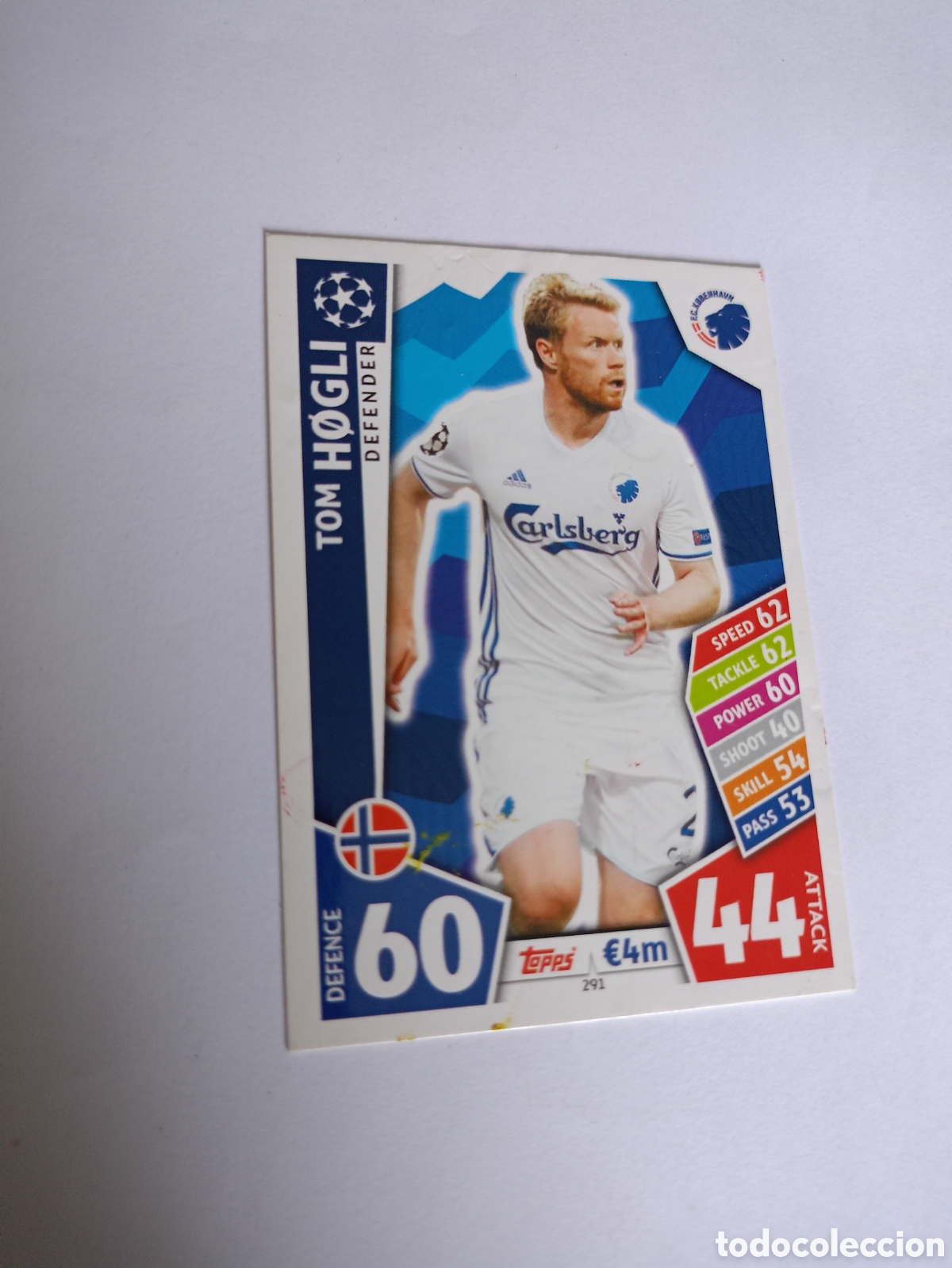 Cromos de F&uacute;tbol: Tom Hogli N&ordm; 291 Kobenhanv Topps Match Attax 2017 2018 Champions League 17 18
