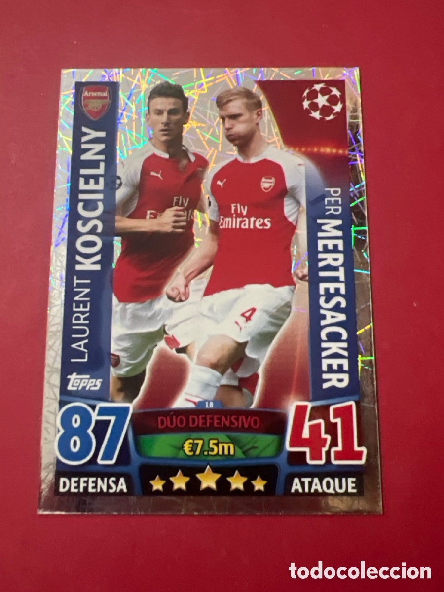 Cromos de F&uacute;tbol: C523. 18 KOSCIELNY MERTESACKER ARSENAL TOPPS MATCH ATTAX 2015 2016 CROMO 15 16 FUTBOL