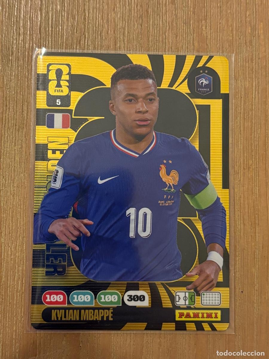 Cartes &agrave; collectionner de Football: 17. CROMO PANINI FIFA WORLD CUP 2026 GOLDEN BALLER BAL&Oacute;N ORO KYLIAN MBAPPE N 5 (c&oacute;digo sin activar )