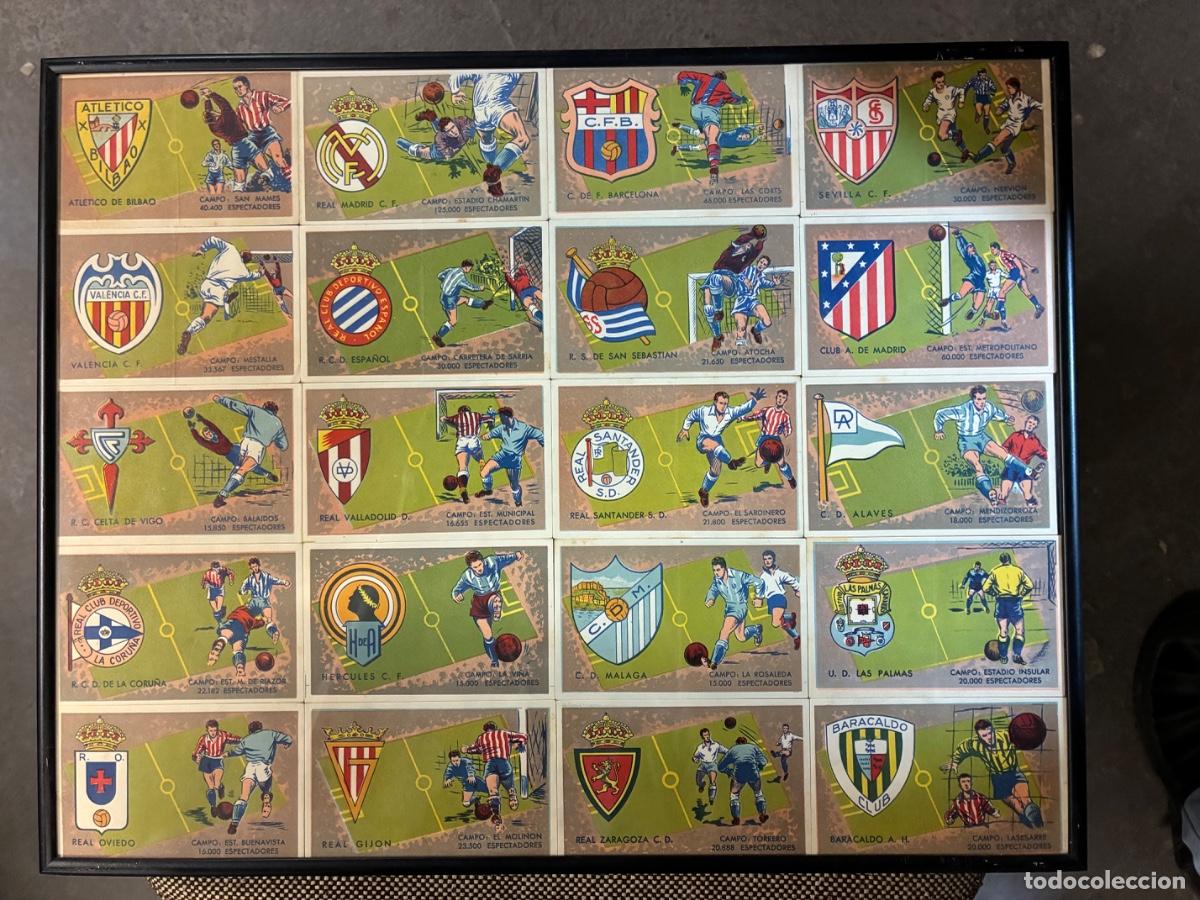 Figurine di Calcio: EMBLEMAS CLUBS DE FUTBOL - COLECCION COMPLETA DE 80 CROMOS - ENMARCADA - PUBL. JOSE LOPEZ LUIS