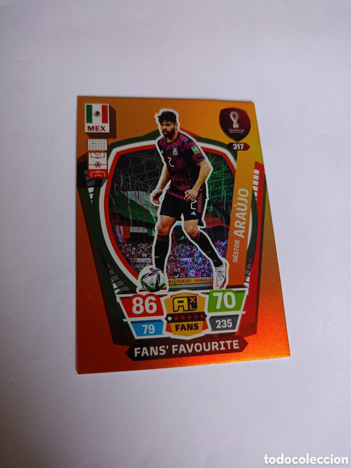 Cromos de F&uacute;tbol: 317 NESTOR ARAUJO MEXICO FANS&acute; FAVOURITE WORLD CUP QATAR 2022 ADRENALYN XL PANINI
