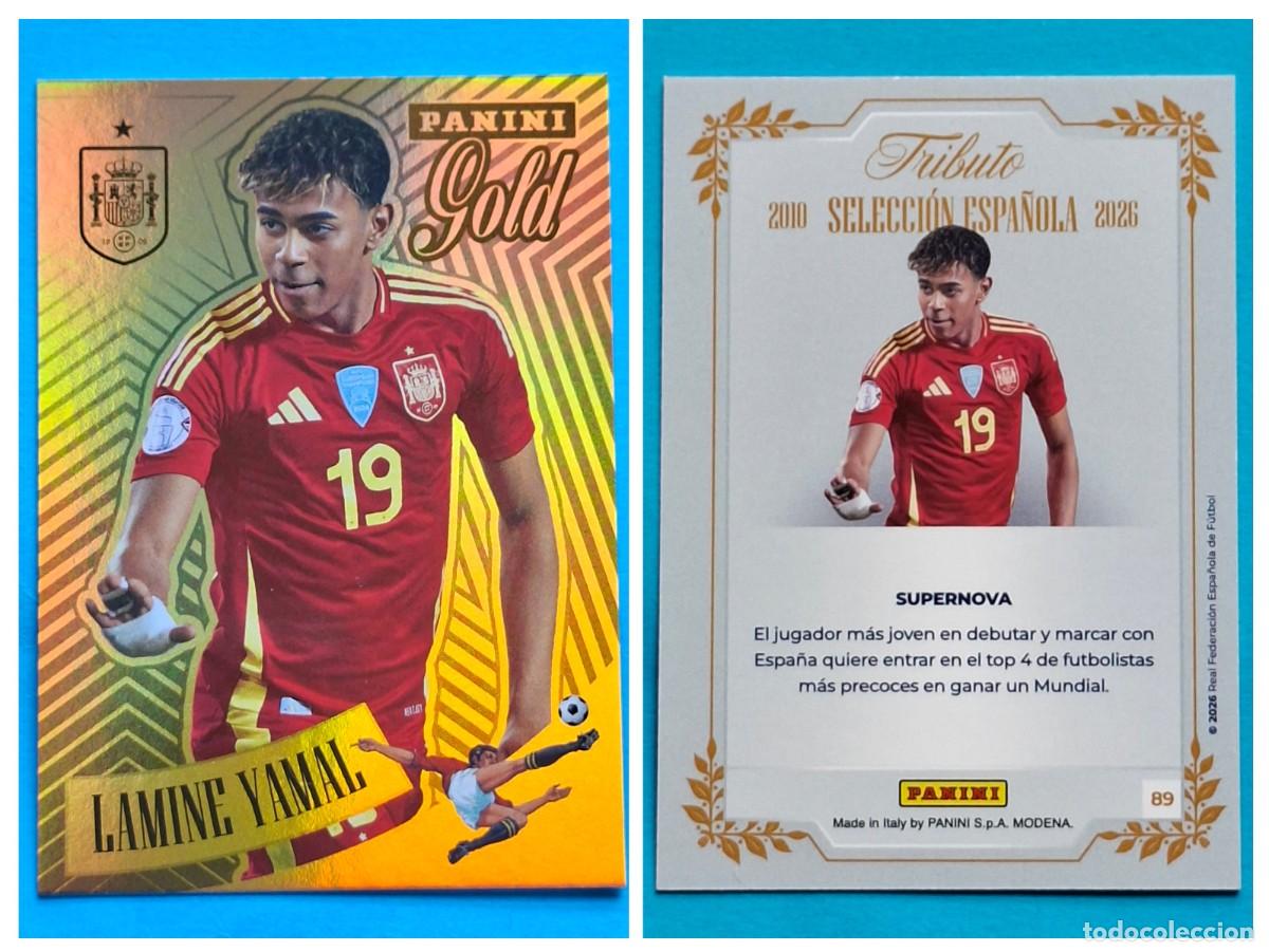 Football Stickers: #89 LAMINE YAMAL (Gold) - TRIBUTO Selecci&oacute;n ESPA&Ntilde;OLA 2010-2026 Panini Card SPAIN