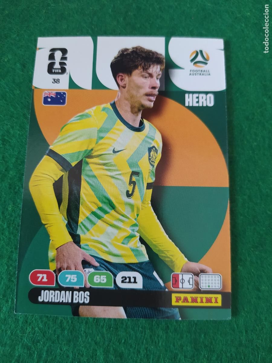 Cromos de F&uacute;tbol: ADRENALYN MUNDIAL 2026 HERO JORDAN BOS N&ordm; 38 AUSTRALIA