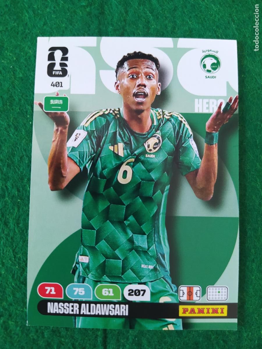 Fu&szlig;ball-Sticker: ADRENALYN MUNDIAL 2026 HERO ALDAWSARI N&ordm; 401 ARABIA SAUDI