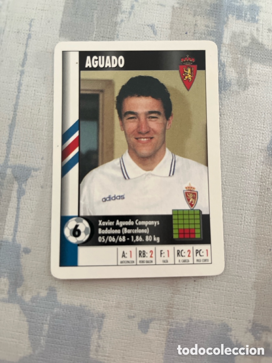 Fu&szlig;ball-Sticker: AGUADO REAL ZARAGOZA SUPER GOL 95 96 MARCA LFP 1995 1996 CARTA TAMA&Ntilde; FOURNIER PERFECTO ESTADO