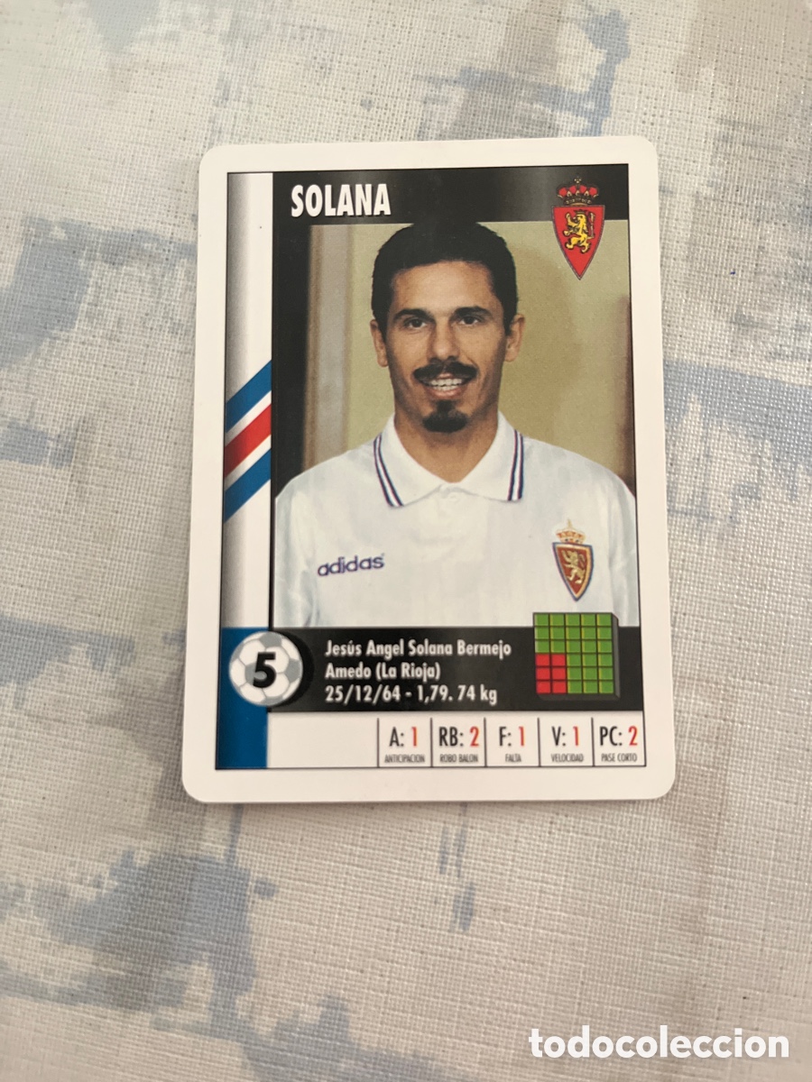 Fu&szlig;ball-Sticker: SOLANA REAL ZARAGOZA SUPER GOL 95 96 MARCA LFP 1995 1996 CARTA TAMA&Ntilde; FOURNIER PERFECTO ESTADO