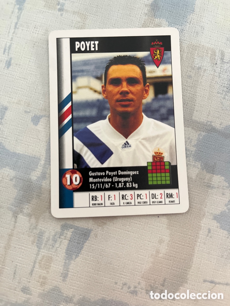 Fu&szlig;ball-Sticker: POYET REAL ZARAGOZA SUPER GOL 95 96 MARCA LFP 1995 1996 CARTA TAMA&Ntilde; FOURNIER PERFECTO ESTADO