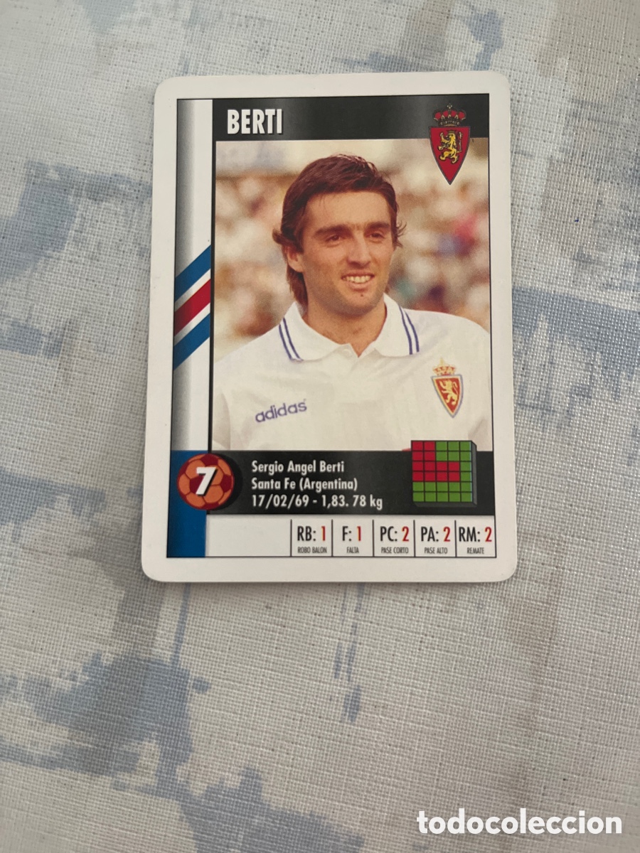 Fu&szlig;ball-Sticker: BERTI REAL ZARAGOZA SUPER GOL 95 96 MARCA LFP 1995 1996 CARTA TAMA&Ntilde; FOURNIER PERFECTO ESTADO