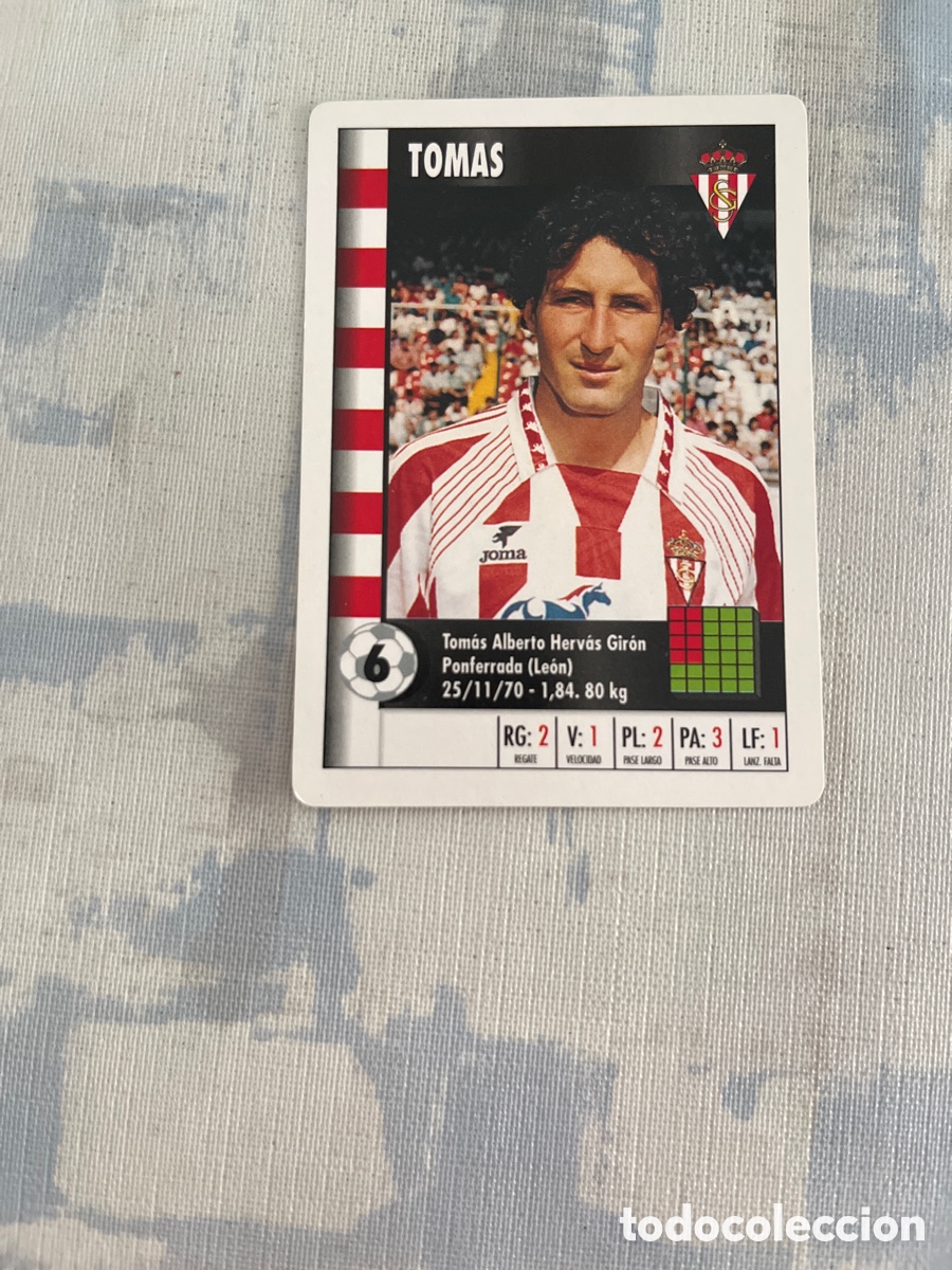 Cromos de F&uacute;tbol: TOMAS SPORTING DE GIJON SUPER GOL 95 96 MARCA LFP 1995 1996 CARTA FOURNIER PERFECTO ESTADO