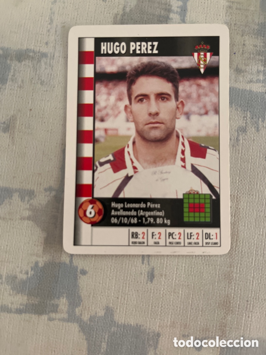 Cromos de F&uacute;tbol: HUGO PEREZ SPORTING DE GIJON SUPER GOL 95 96 MARCA LFP 1995 1996 CARTA FOURNIER PERFECTO ESTADO