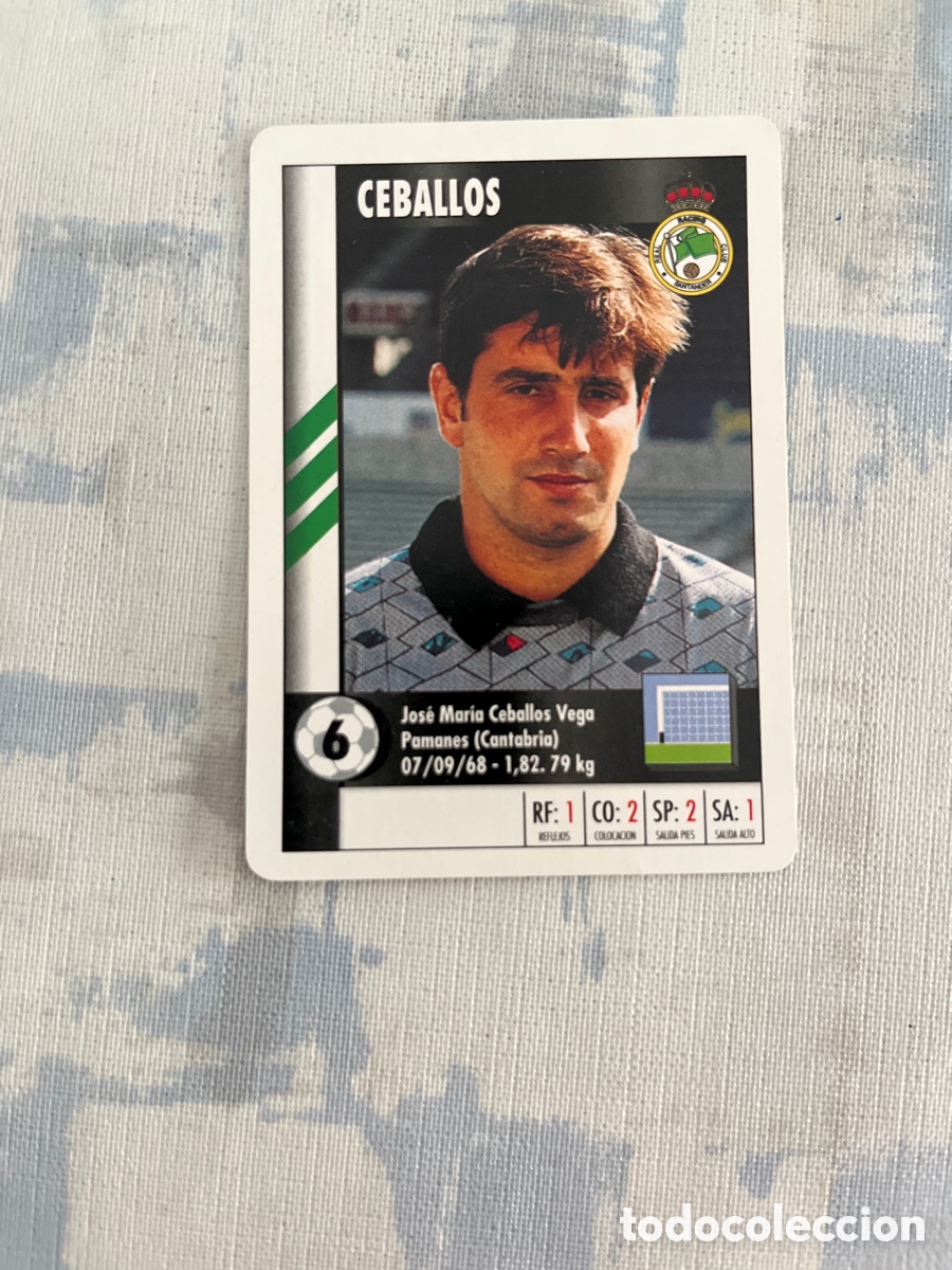 Figurine di Calcio: CEBALLOS RACING DE SANTANDER SUPER GOL 95 96 MARCA LFP 1995 1996 CARTA FOURNIER PERFECTO ESTADO
