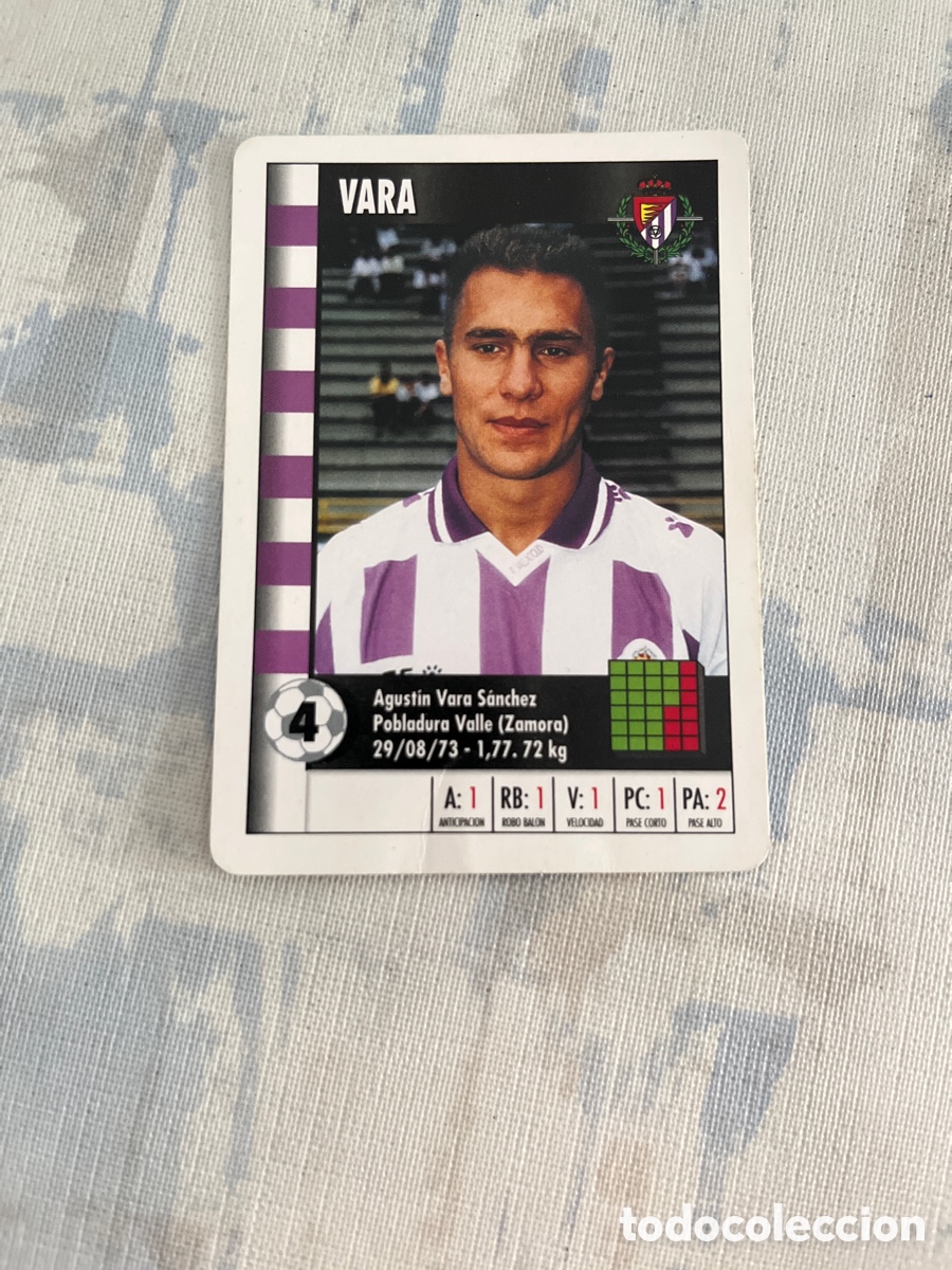 Fu&szlig;ball-Sticker: VARA REAL VALLADOLID SUPER GOL 95 96 MARCA LFP 1995 1996 CARTA TAMA&Ntilde;O FOURNIER PERFECTO ESTADO