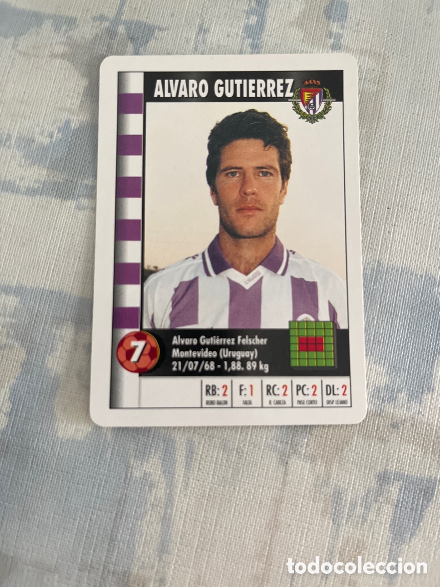 Fu&szlig;ball-Sticker: ALVARO GUTIERREZ R.VALLADOLID SUPER GOL 95 96 MARCA LFP 1995 1996 CARTA TAMA&Ntilde;O FOURNIER PERF. ESTADO