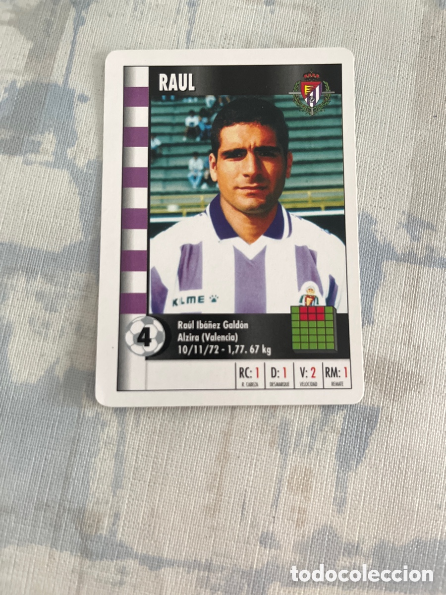 Fu&szlig;ball-Sticker: RAUL REAL VALLADOLID SUPER GOL 95 96 MARCA LFP 1995 1996 CARTA TAMA&Ntilde;O FOURNIER PERFECTO ESTADO