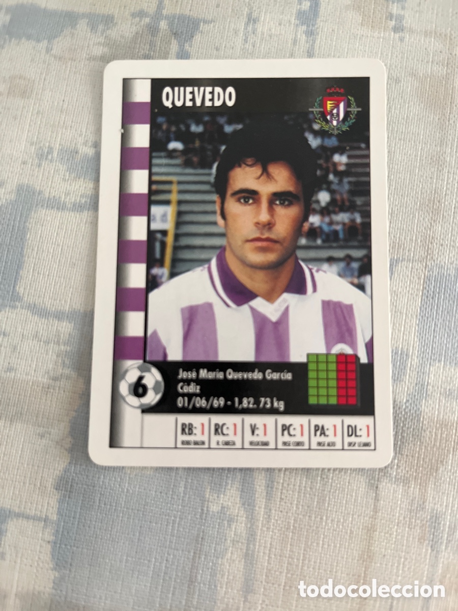 Cromos de f&uacute;tbol: QUEVEDO REAL VALLADOLID SUPER GOL 95 96 MARCA LFP 1995 1996 CARTA TAMA&Ntilde;O FOURNIER PERFECTO ESTADO