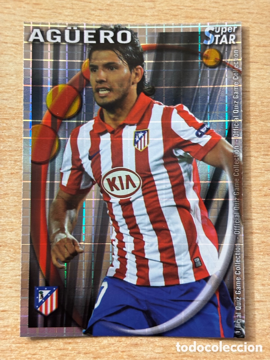 Fu&szlig;ball-Sticker: # 242 Ag&uuml;ero Atl&eacute;tico de Madrid Superstar Mundicromo 2011 fondo cuadros