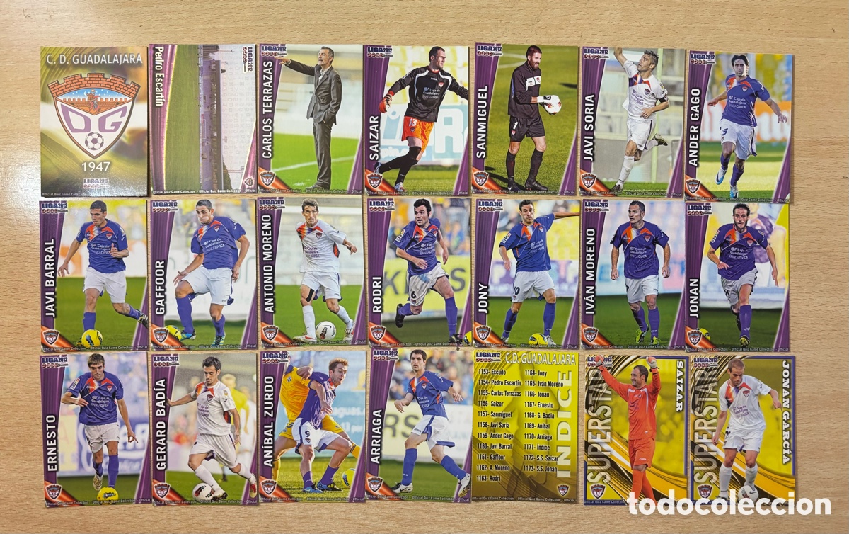 Cromos de f&uacute;tbol: CD Guadalajara Equipo Completo 21 cromos Mundicromo 2012 Segunda Divisi&oacute;n