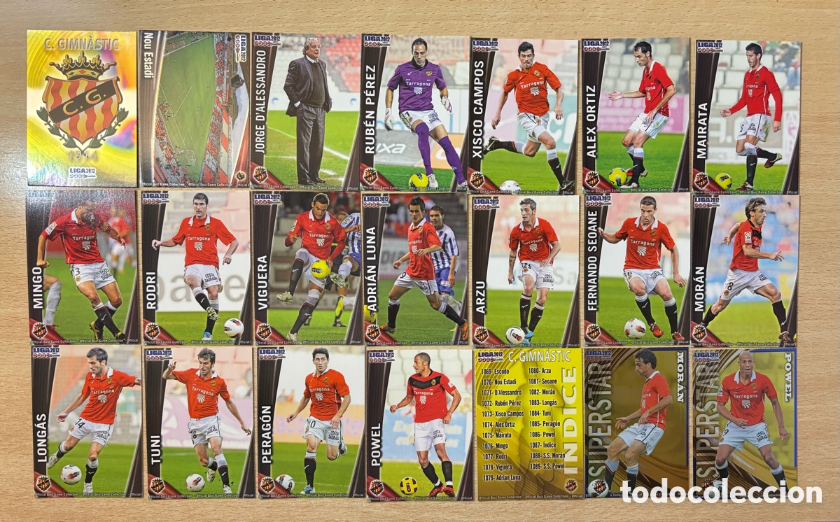 Figurine di Calcio: C. Gimnastic Equipo Completo 21 cromos Mundicromo 2012 Segunda Divisi&oacute;n