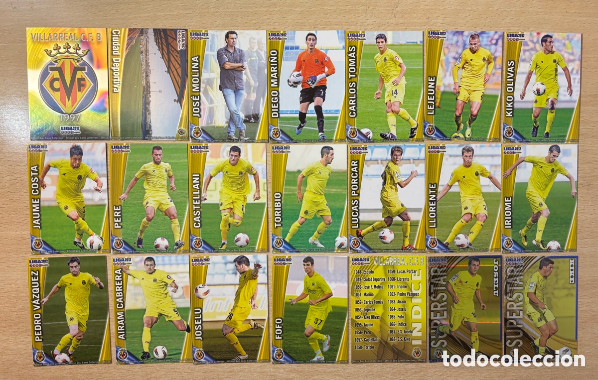 Figurine di Calcio: Villarreal CF B Equipo Completo 21 cromos Mundicromo 2012 Segunda Divisi&oacute;n