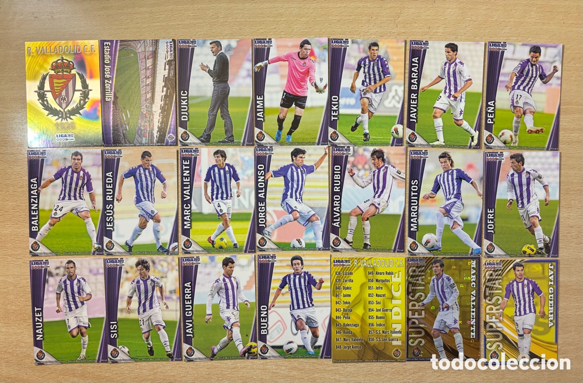 Figurine di Calcio: Real Valladolid CF Equipo Completo 21 cromos Mundicromo 2012 Segunda Divisi&oacute;n