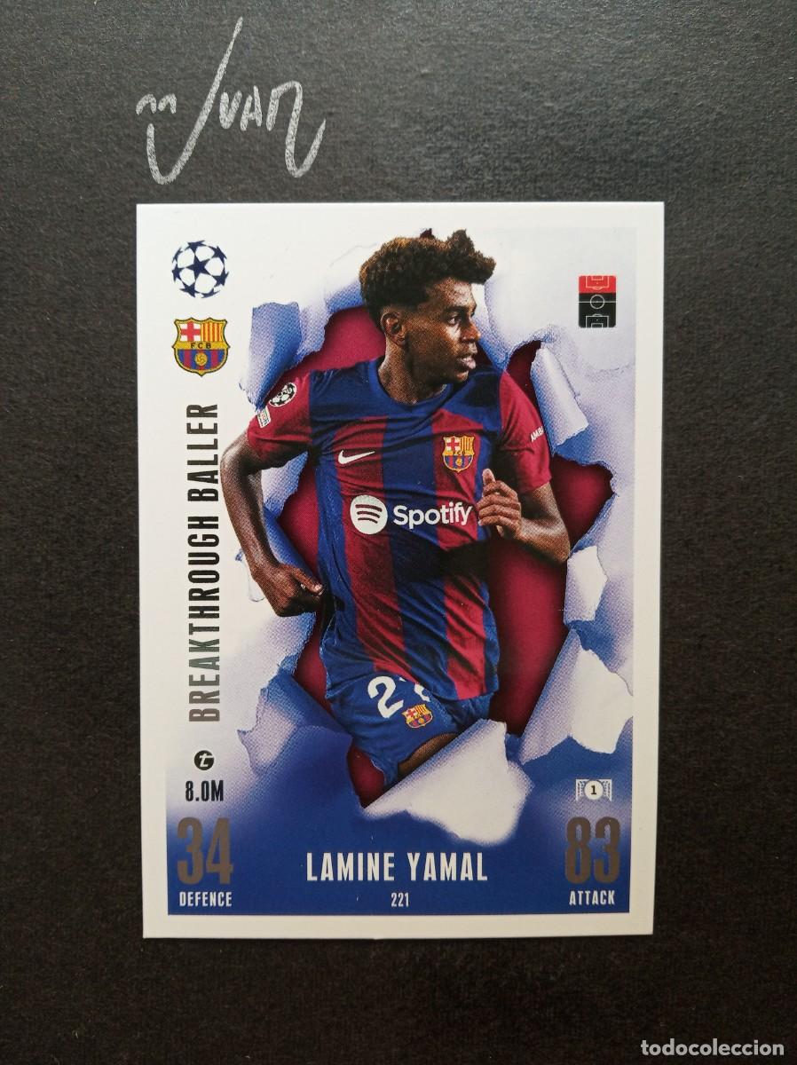 Cromos de F&uacute;tbol: BREAKTHROUGH BALLER ROOKIE LAMINE YAMAL BARCELONA ⚽ TOPPS &reg; MATCH ATTAX CHAMPIONS 2023 2024 23 24