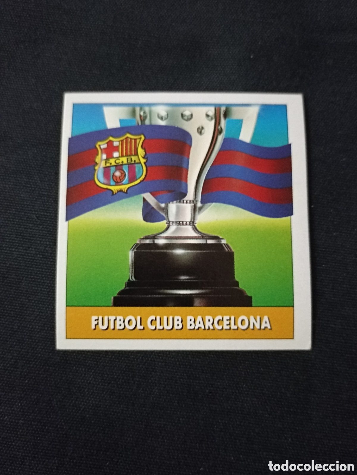 Cromos de F&uacute;tbol: Escudo y Bandera ( Futbol club Barcelona ). Liga este 92-93. Nunca pegado