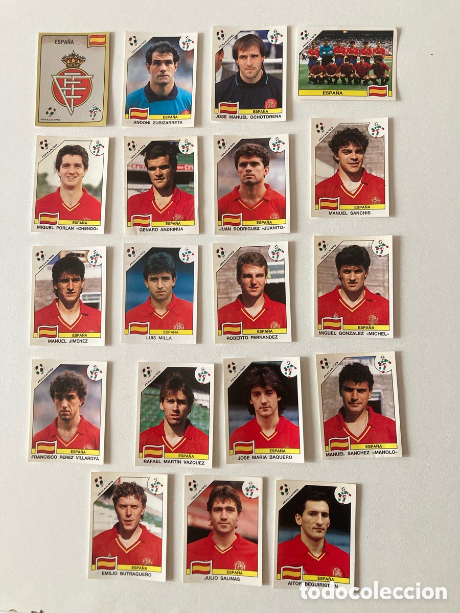 Cromos de F&uacute;tbol: Set completo Espa&ntilde;a mundial Italia 90-Spain-World Cup 1990-Panini