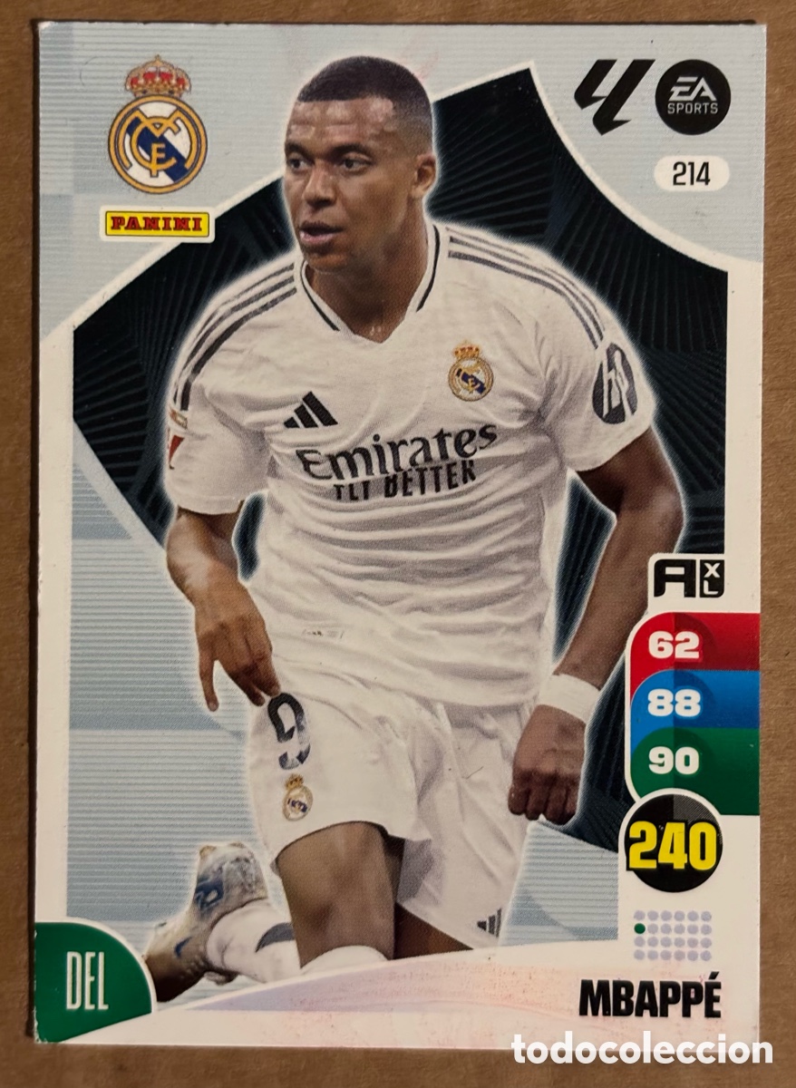 Cromos de F&uacute;tbol: KYLIAN MBAPP&Eacute; (REAL MADRID). CARTA PANINI ADRENALYN XL LA LIGA 2024/25. #214.