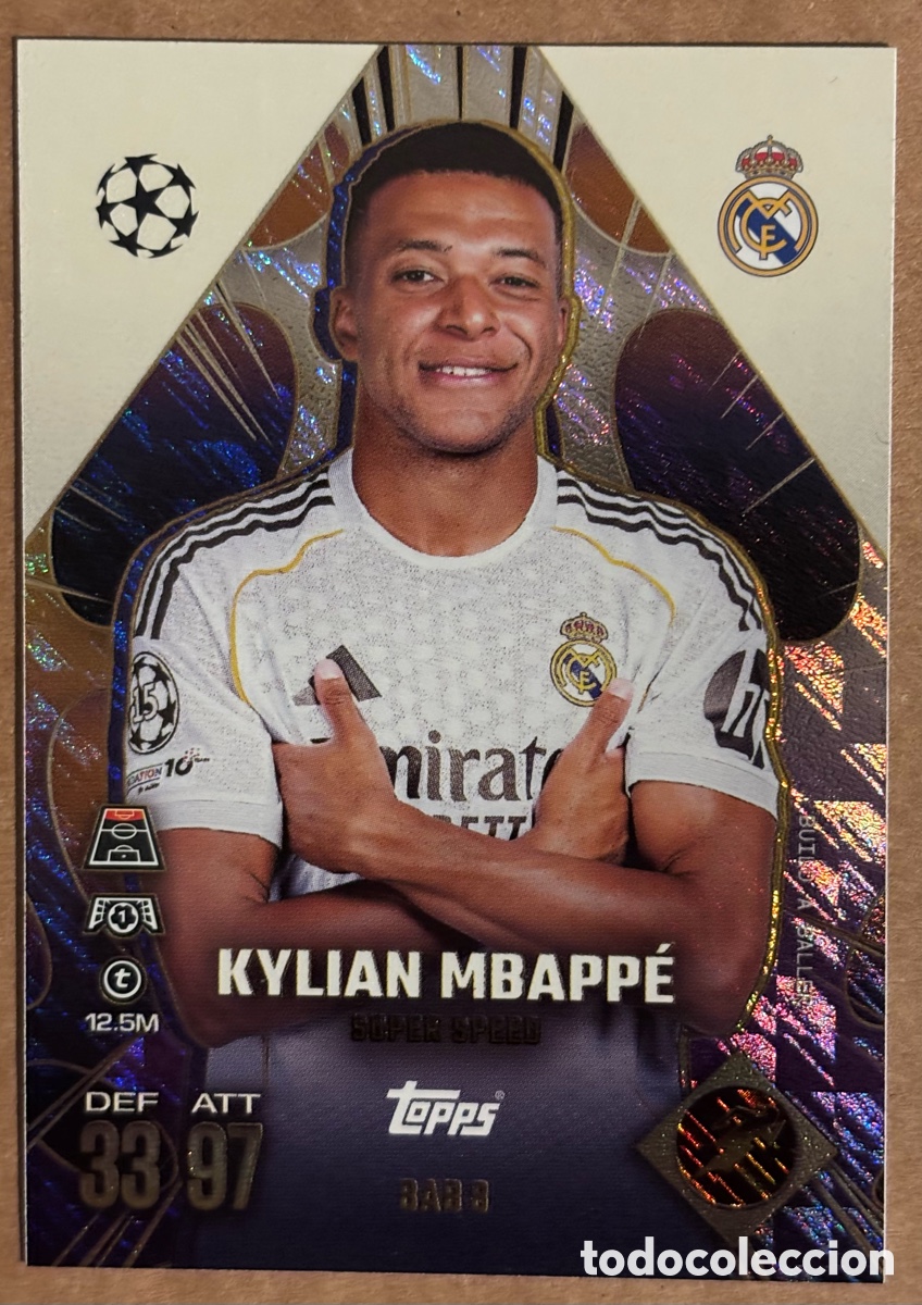Cromos de F&uacute;tbol: KYLIAN MBAPP&Eacute; (REAL MADRID). CARTA BUILD A BALLER TOPPS MATCH ATTAX 2025/26. #BAB-8.
