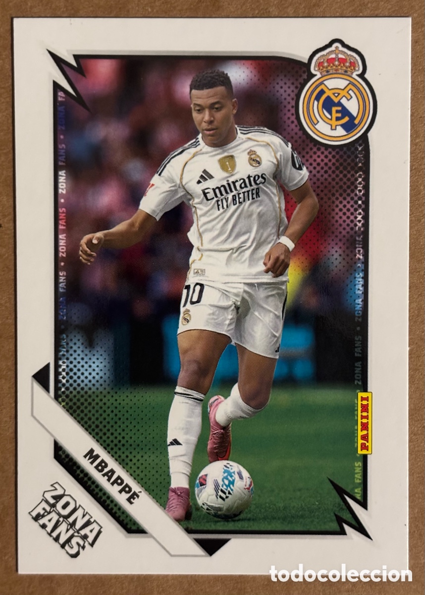 Cromos de F&uacute;tbol: KYLIAN MBAPP&Eacute; (REAL MADRID). CARTA ZONA FANS PANINI CLUB REAL MADRID 2025/26.