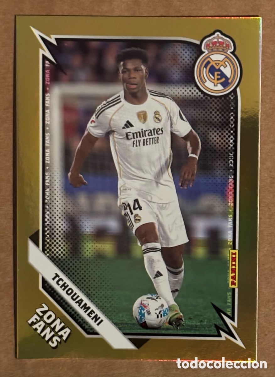 Cromos de F&uacute;tbol: TCHOUAMENI (REAL MADRID). CARTA ZONA FANS GOLD KROMIX PANINI CLUB REAL MADRID 2025/26.
