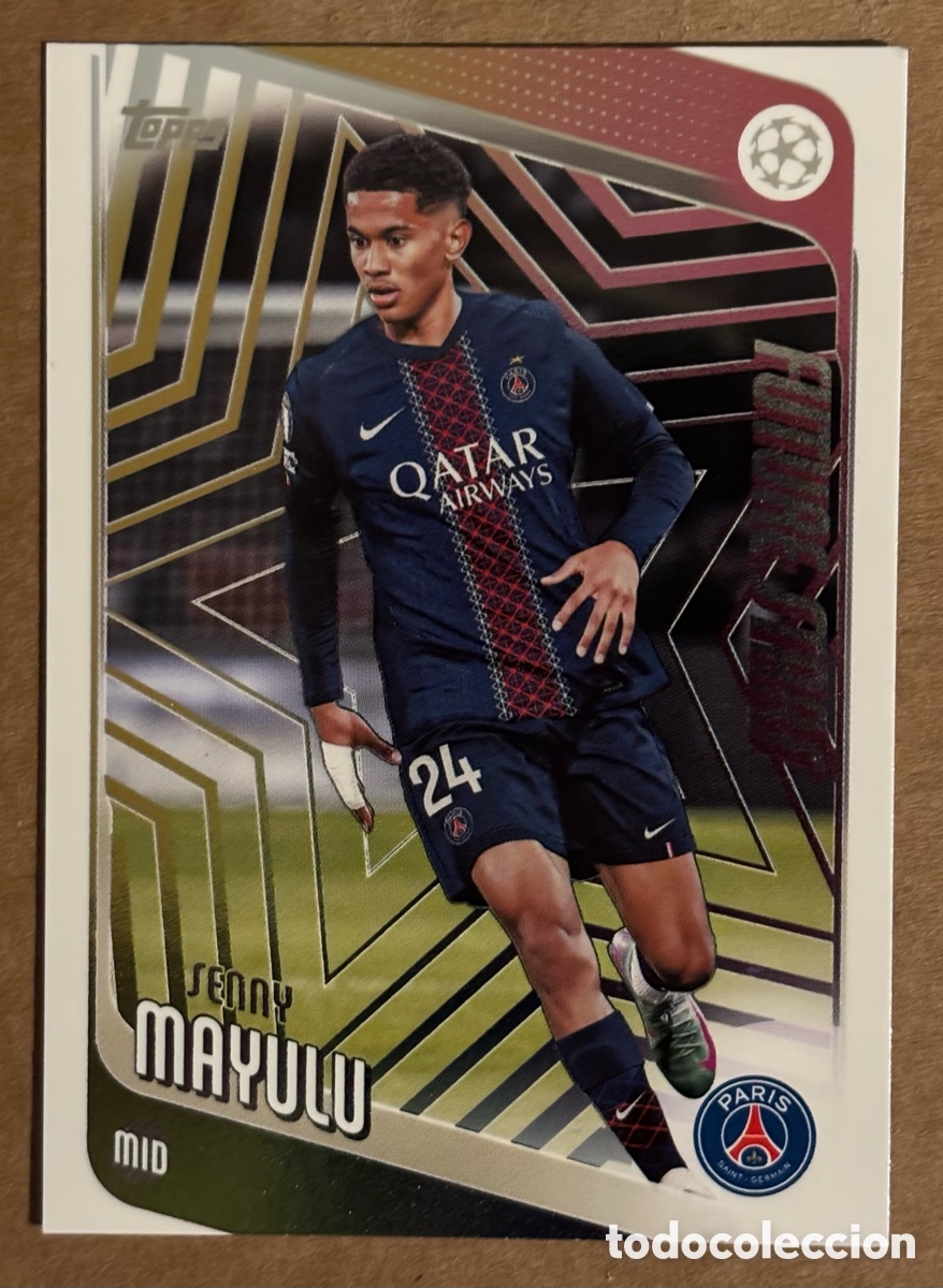 Cromos de F&uacute;tbol: SENNY MAYULU (PSG). CARTA FUTURE STAR TOPPS UEFA CLUB COMPETITIONS 2025/26. #22. ROOKIE CARD.