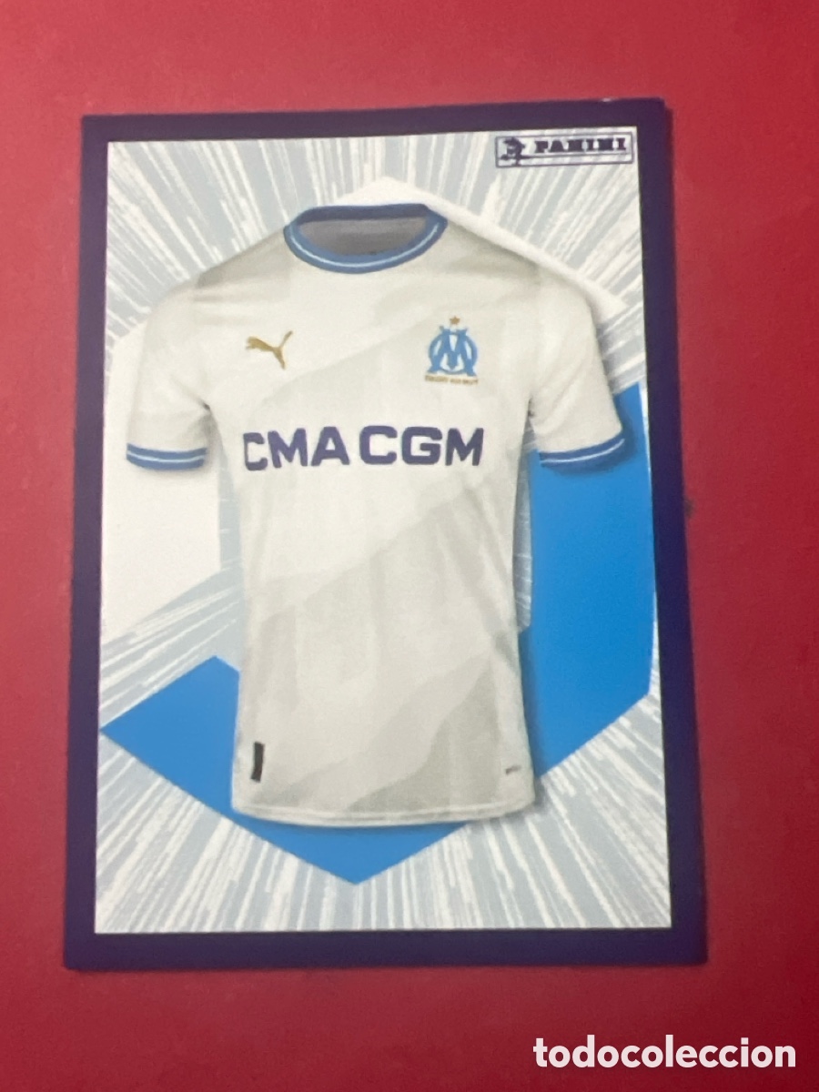 Cromos de F&uacute;tbol: A572. Sticker PANINI FOOT 2024 Ligue 1 #188 Maillot Kit OM Marseille