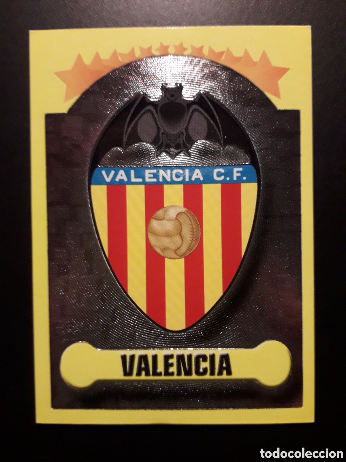 Cromos de F&uacute;tbol: ESCUDO VALENCIA CF PANINI LIGA 1999-2000 99 00 N&deg; 58 SIN PEGAR. PEDIDO M&Iacute;NIMO 3&euro;.