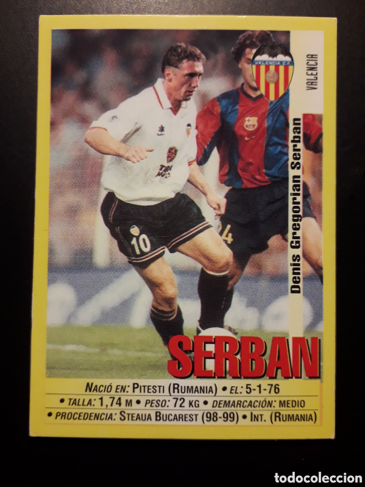 Figurine di Calcio: SERBAN VALENCIA CF PANINI LIGA 1999-2000 99 00 N&deg; 72 SIN PEGAR. PEDIDO M&Iacute;NIMO 3&euro;.