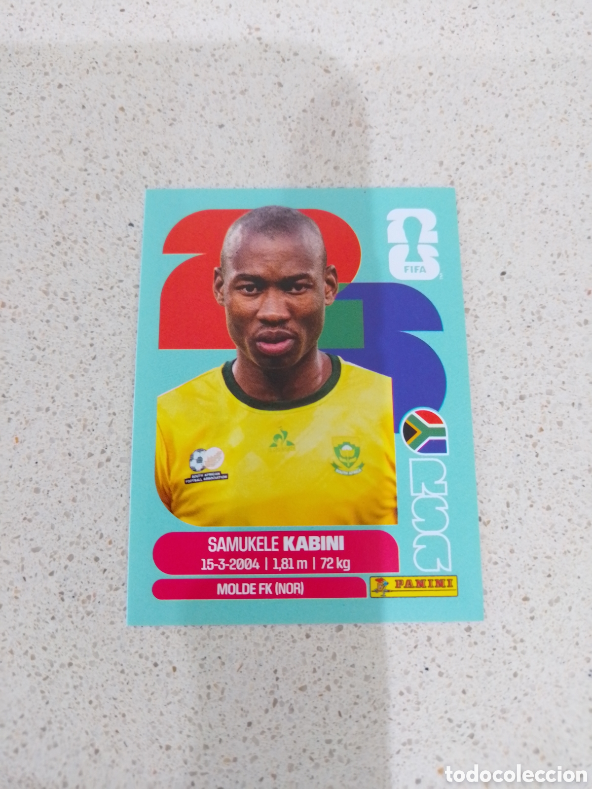 Cromos de F&uacute;tbol: CROMO NUMERO 5 KABINI SUDAFRICA. MUNDIAL 2026. PANINI.