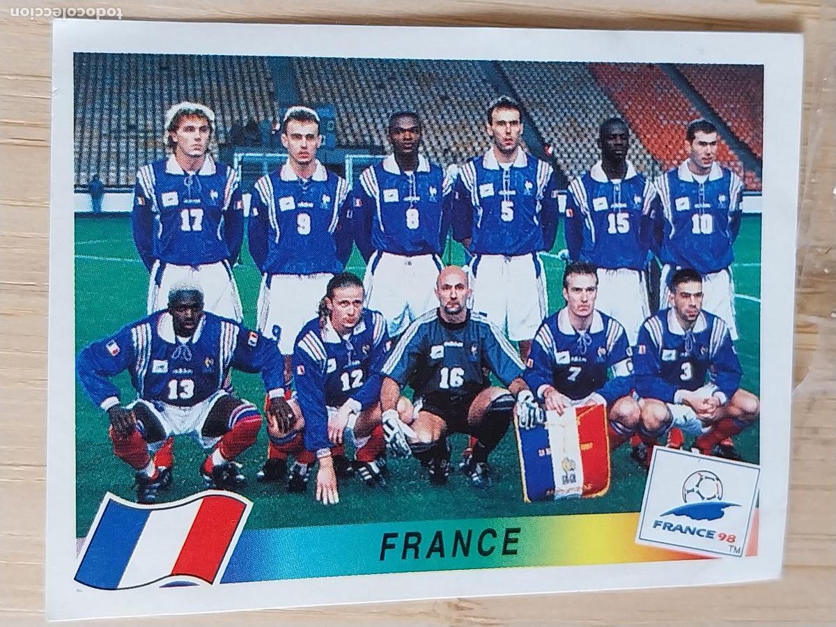 Figurine di Calcio: FRANCIA FRANCE ALINEACION PANINI ZIDANE FRANCE 98 MUNDIAL CROMO 156 SIN PEGAR NUNCA