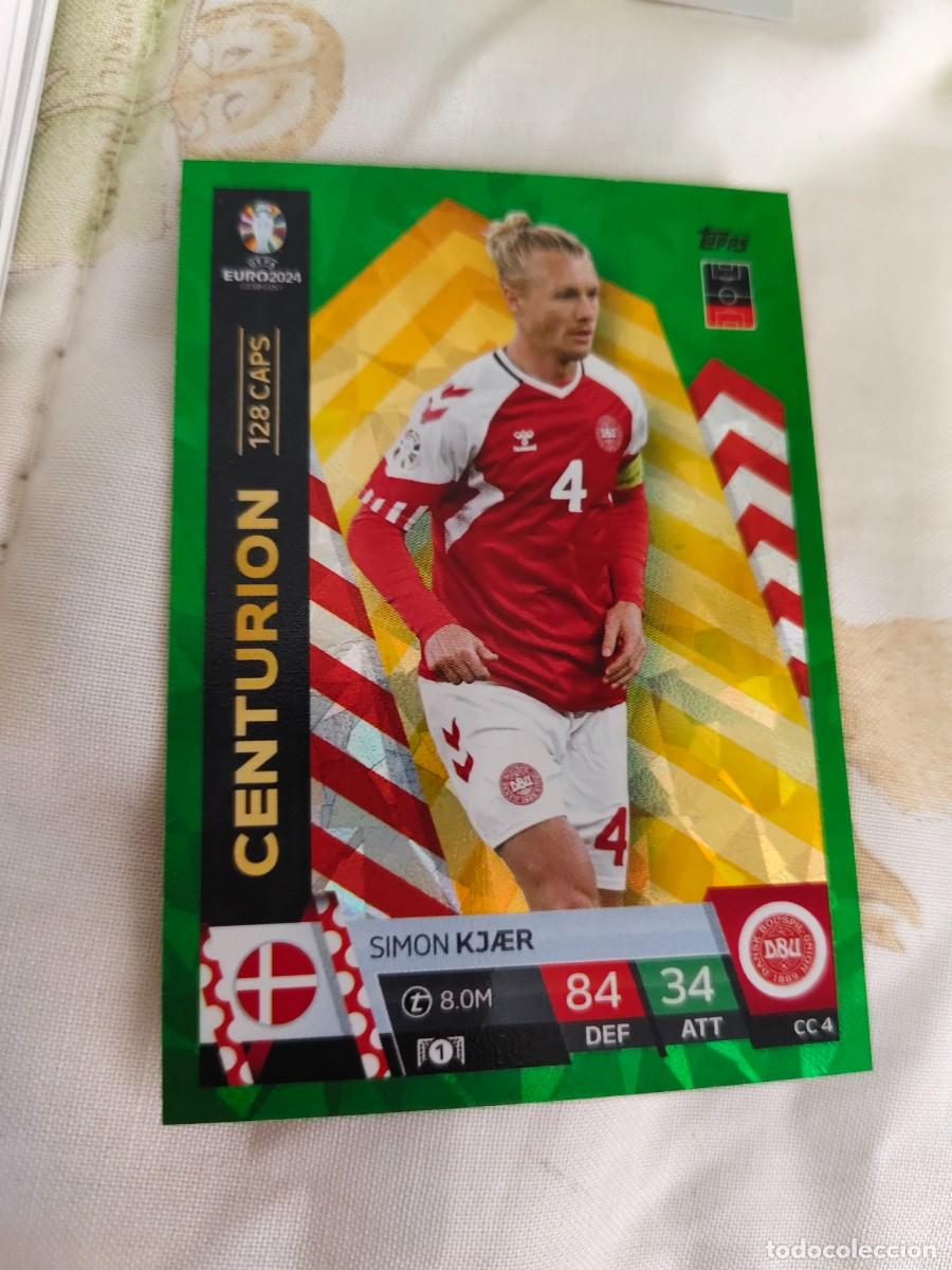 Cromos de F&uacute;tbol: CC 5 CC4 EURO 2024 TOPPS SIMON KJ&AElig;R DINAMARCA PARALELA VERDE MATCH ATTAX 24 EUROCOPA CENTURION