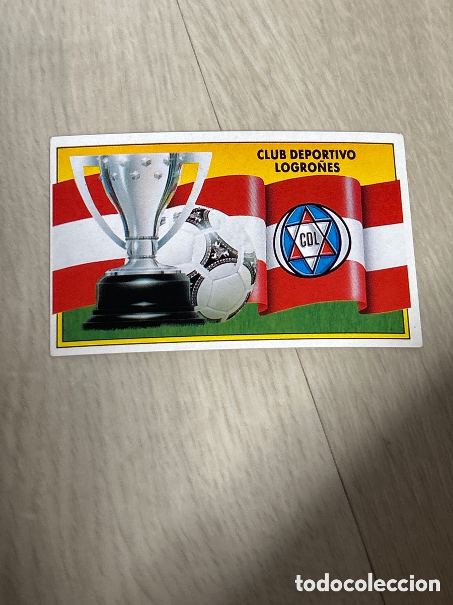 Football Stickers: ESCUDO Y BANDERA LOGRO&Ntilde;ES LIGA ESTE 1990 1991 90 91 NUNCA PEGADO SIN PEGAR