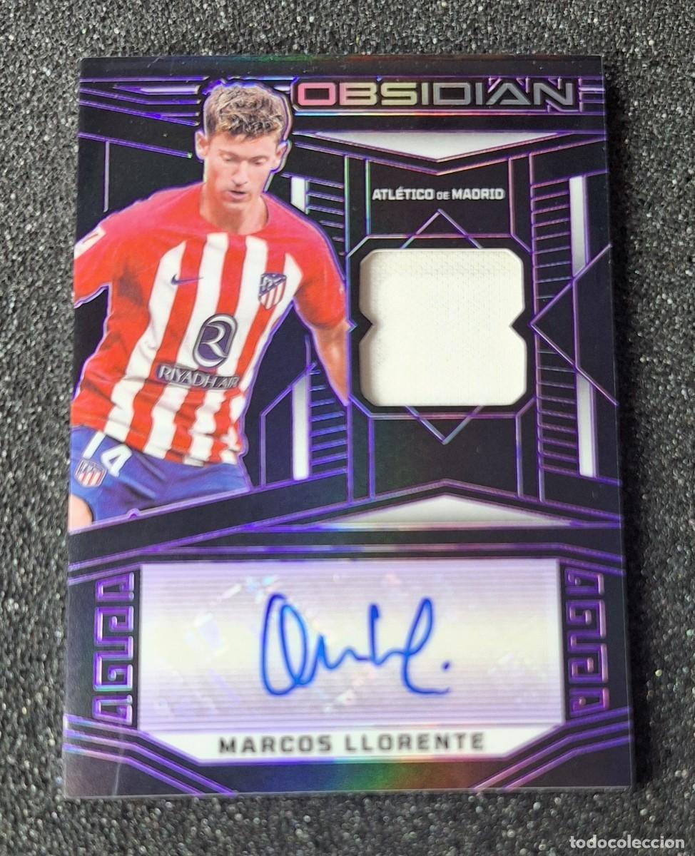 Cromos de F&uacute;tbol: Marcos Llorente Atletico de Madrid Panini Obsidian Patch Auto 45/49 Electric Etch Purple