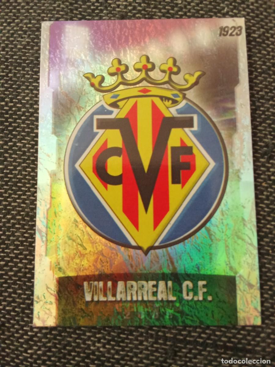 Figurine di Calcio: 28 escudo Villarreal jaspeado puntas cuadradas las fichas de la liga 2009
