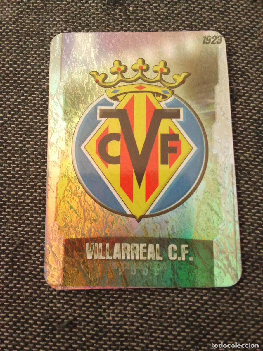 Cromos de f&uacute;tbol: 28 escudo Villarreal jaspeado puntas redondas las fichas de la liga 2009
