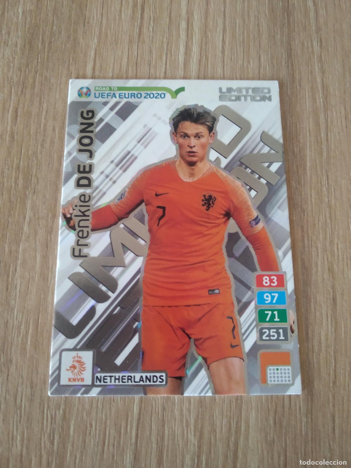 Cromos de F&uacute;tbol: DE JONG HOLANDA EDICION LIMITADA CROMO FUTBOL PANINI ADRENALYN ROAD TO EURO 2020 CAMINO EUROCOPA
