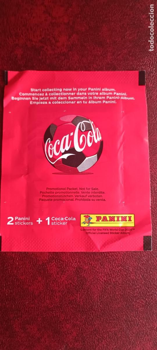 Cromos de F&uacute;tbol: SOBRE SIN ABRIR COCA COLA MUNDIAL 2026 - MUY BUEN ESTADO - CON 2 CROMOS M&Aacute;S UNO CC