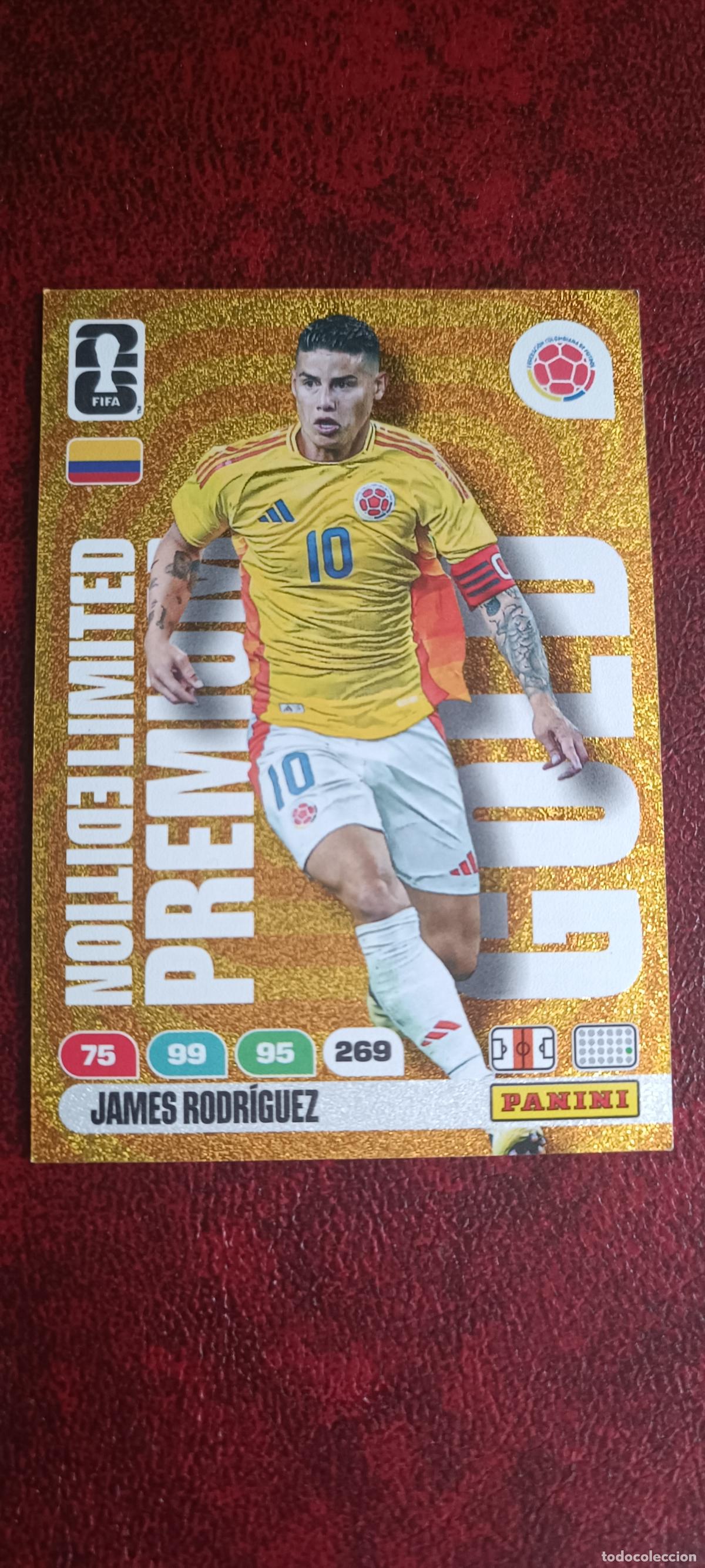 Cromos de F&uacute;tbol: JAMES RODR&Iacute;GUEZ (COLOMBIA). CARTA LIMITED EDITION PREMIUM GOLD PANINI ADRENALYN XL FIFA WORLD CUP 26