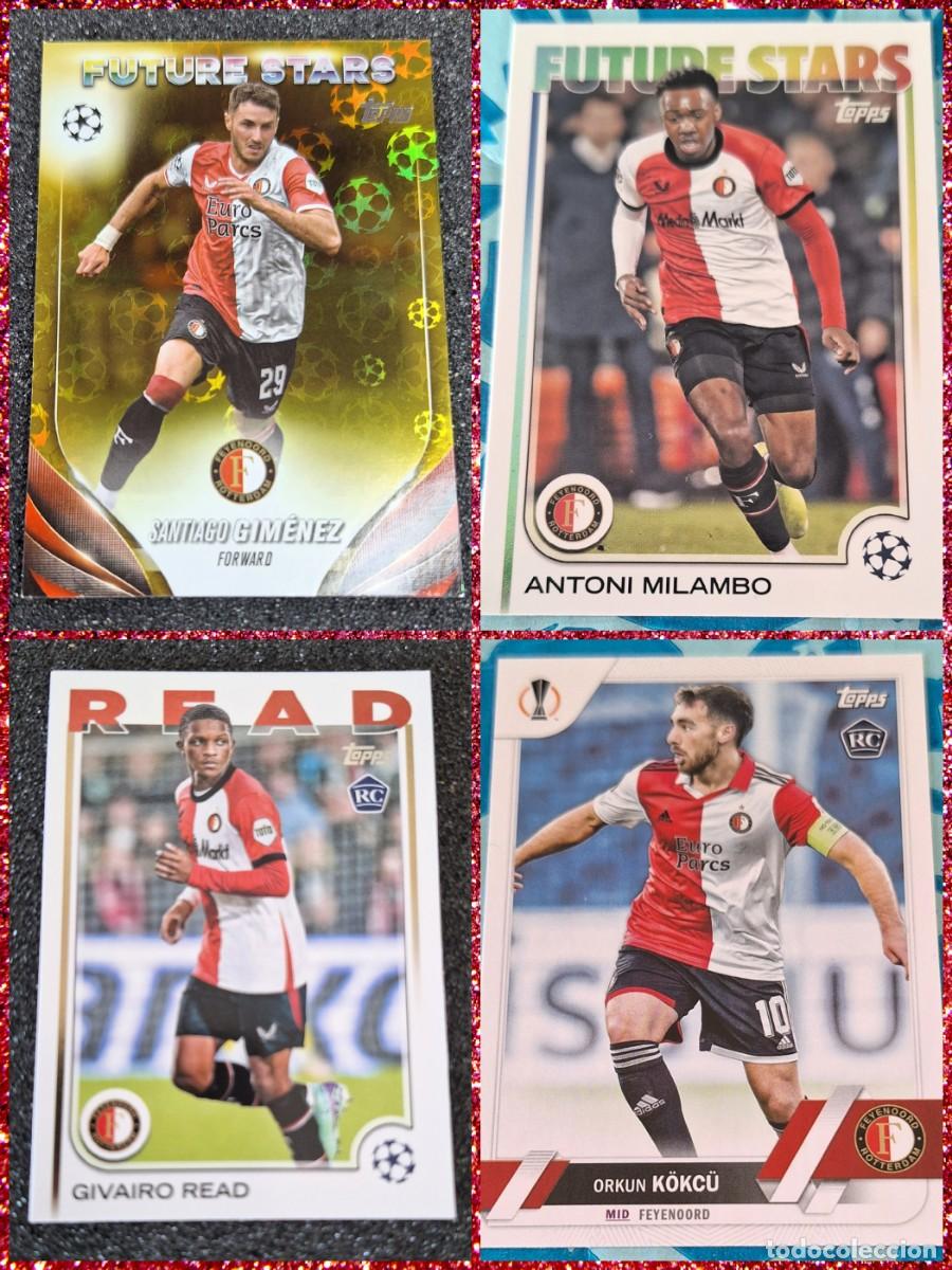 Cromos de Futebol: Lote 4 cards Feyenoord Topps Santiago Gimenez Antoni Milambo Future Stars Givairo Read Orkun Kokcu